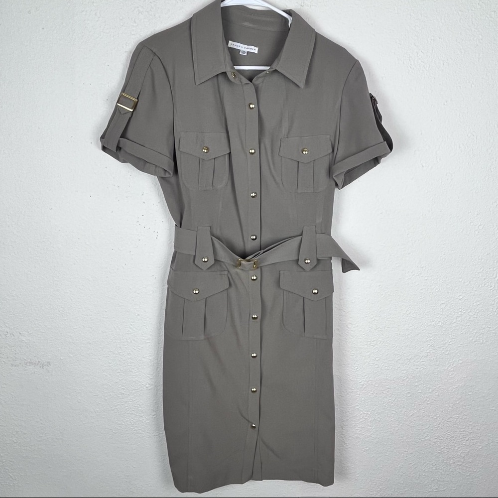 Sandra Daren safari styled dress in army green -size 12
